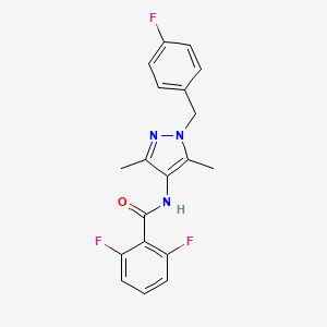 molecular formula C19H16F3N3O B4618386 2,6-difluoro-N-[1-(4-fluorobenzyl)-3,5-dimethyl-1H-pyrazol-4-yl]benzamide 