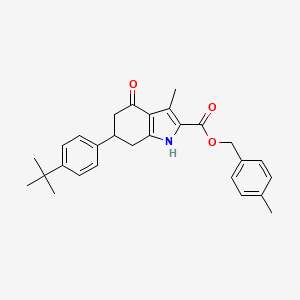 molecular formula C28H31NO3 B4618399 4-methylbenzyl 6-(4-tert-butylphenyl)-3-methyl-4-oxo-4,5,6,7-tetrahydro-1H-indole-2-carboxylate 