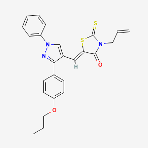 molecular formula C25H23N3O2S2 B4618417 3-allyl-5-{[1-phenyl-3-(4-propoxyphenyl)-1H-pyrazol-4-yl]methylene}-2-thioxo-1,3-thiazolidin-4-one 