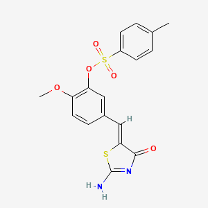 molecular formula C18H16N2O5S2 B4618428 5-[(2-imino-4-oxo-1,3-thiazolidin-5-ylidene)methyl]-2-methoxyphenyl 4-methylbenzenesulfonate 