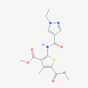 molecular formula C15H17N3O5S B4618433 5-{[(1-乙基-1H-吡唑-4-基)羰基]氨基}-3-甲基-2,4-噻吩二甲酸二甲酯 