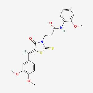 molecular formula C22H22N2O5S2 B4618445 3-[5-(3,4-dimethoxybenzylidene)-4-oxo-2-thioxo-1,3-thiazolidin-3-yl]-N-(2-methoxyphenyl)propanamide 