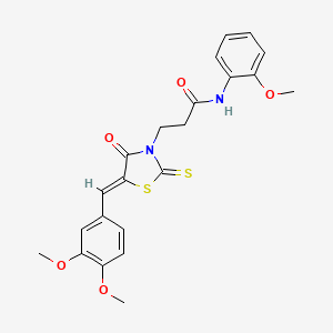 3-[5-(3,4-dimethoxybenzylidene)-4-oxo-2-thioxo-1,3-thiazolidin-3-yl]-N-(2-methoxyphenyl)propanamide