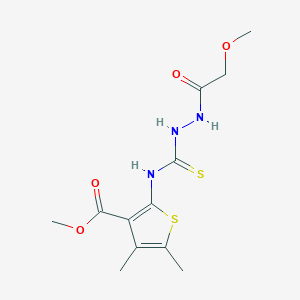 molecular formula C12H17N3O4S2 B4618455 methyl 2-({[2-(methoxyacetyl)hydrazino]carbonothioyl}amino)-4,5-dimethyl-3-thiophenecarboxylate 