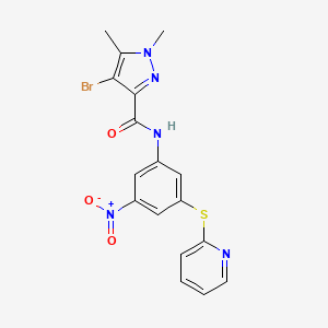 molecular formula C17H14BrN5O3S B4618465 4-溴-1,5-二甲基-N-[3-硝基-5-(2-吡啶硫基)苯基]-1H-吡唑-3-甲酰胺 