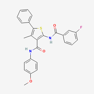 molecular formula C26H21FN2O3S B4618500 2-[(3-fluorobenzoyl)amino]-N-(4-methoxyphenyl)-4-methyl-5-phenyl-3-thiophenecarboxamide 