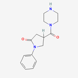 molecular formula C15H19N3O2 B4618546 1-phenyl-4-(1-piperazinylcarbonyl)-2-pyrrolidinone 