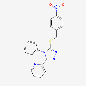 molecular formula C20H15N5O2S B4618571 2-{5-[(4-nitrobenzyl)thio]-4-phenyl-4H-1,2,4-triazol-3-yl}pyridine 
