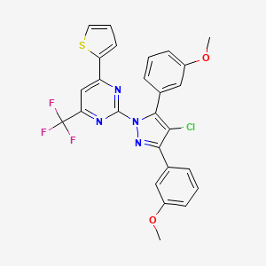 2-[4-chloro-3,5-bis(3-methoxyphenyl)-1H-pyrazol-1-yl]-4-(2-thienyl)-6-(trifluoromethyl)pyrimidine