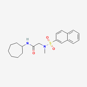 molecular formula C20H26N2O3S B4618613 N~1~-环庚基-N~2~-甲基-N~2~-(2-萘磺酰基)甘氨酰胺 