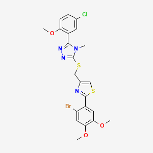 molecular formula C22H20BrClN4O3S2 B4618651 3-({[2-(2-bromo-4,5-dimethoxyphenyl)-1,3-thiazol-4-yl]methyl}thio)-5-(5-chloro-2-methoxyphenyl)-4-methyl-4H-1,2,4-triazole 