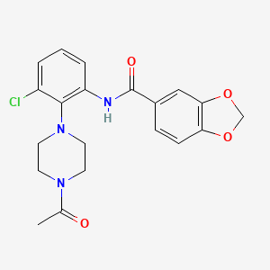 molecular formula C20H20ClN3O4 B4618657 N-[2-(4-acetyl-1-piperazinyl)-3-chlorophenyl]-1,3-benzodioxole-5-carboxamide 