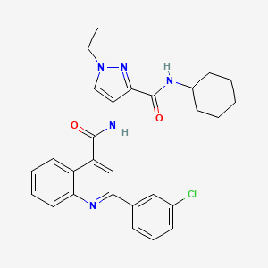 molecular formula C28H28ClN5O2 B4618672 2-(3-chlorophenyl)-N-{3-[(cyclohexylamino)carbonyl]-1-ethyl-1H-pyrazol-4-yl}-4-quinolinecarboxamide 