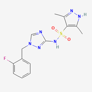 molecular formula C14H15FN6O2S B4618679 N-[1-(2-fluorobenzyl)-1H-1,2,4-triazol-3-yl]-3,5-dimethyl-1H-pyrazole-4-sulfonamide 