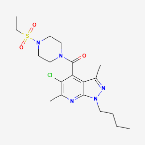 molecular formula C19H28ClN5O3S B4618683 1-butyl-5-chloro-4-{[4-(ethylsulfonyl)-1-piperazinyl]carbonyl}-3,6-dimethyl-1H-pyrazolo[3,4-b]pyridine 