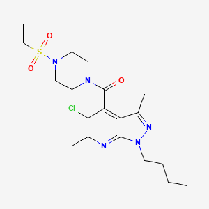 molecular formula C19H28ClN5O3S B4618683 1-丁基-5-氯-4-{[4-(乙磺酰基)-1-哌嗪基]羰基}-3,6-二甲基-1H-吡唑并[3,4-b]吡啶 