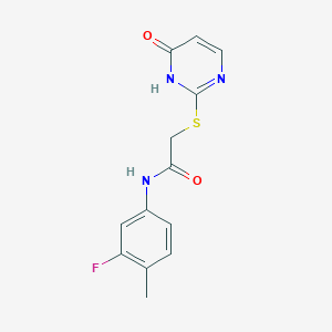 molecular formula C13H12FN3O2S B4618709 N-(3-fluoro-4-methylphenyl)-2-[(6-oxo-1,6-dihydro-2-pyrimidinyl)thio]acetamide 