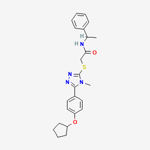 molecular formula C24H28N4O2S B4618730 2-({5-[4-(cyclopentyloxy)phenyl]-4-methyl-4H-1,2,4-triazol-3-yl}thio)-N-(1-phenylethyl)acetamide 