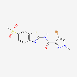 molecular formula C13H11BrN4O3S2 B4618754 4-bromo-1-methyl-N-[6-(methylsulfonyl)-1,3-benzothiazol-2-yl]-1H-pyrazole-3-carboxamide 