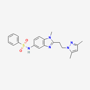 molecular formula C21H23N5O2S B4618764 N-{2-[2-(3,5-dimethyl-1H-pyrazol-1-yl)ethyl]-1-methyl-1H-benzimidazol-5-yl}benzenesulfonamide 