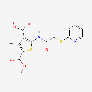 molecular formula C16H16N2O5S2 B4618777 dimethyl 3-methyl-5-{[(2-pyridinylthio)acetyl]amino}-2,4-thiophenedicarboxylate 