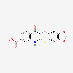 methyl 3-(1,3-benzodioxol-5-ylmethyl)-4-oxo-2-thioxo-1,2,3,4-tetrahydro-7-quinazolinecarboxylate