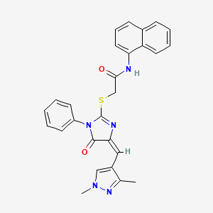 molecular formula C27H23N5O2S B4618807 2-({4-[(1,3-dimethyl-1H-pyrazol-4-yl)methylene]-5-oxo-1-phenyl-4,5-dihydro-1H-imidazol-2-yl}thio)-N-1-naphthylacetamide 