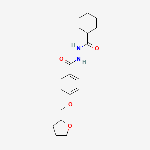molecular formula C19H26N2O4 B4618828 N'-(cyclohexylcarbonyl)-4-(tetrahydro-2-furanylmethoxy)benzohydrazide 