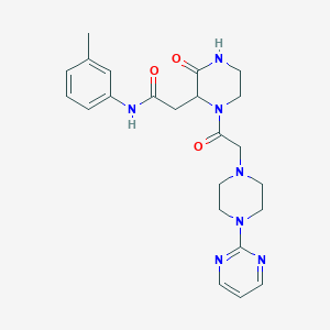 molecular formula C23H29N7O3 B4618878 N-(3-甲基苯基)-2-(3-氧代-1-{[4-(2-嘧啶基)-1-哌嗪基]乙酰}-2-哌嗪基)乙酰胺 