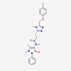 molecular formula C23H23ClN6O3S B4618904 2-({5-[(4-氯苯氧基)甲基]-4-甲基-4H-1,2,4-三唑-3-基}硫代)-N-(1,5-二甲基-3-氧代-2-苯基-2,3-二氢-1H-吡唑-4-基)乙酰胺 