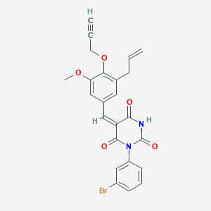 molecular formula C24H19BrN2O5 B4618979 5-[3-烯丙基-5-甲氧基-4-(2-炔丙基-1-氧基)苄叉]-1-(3-溴苯基)-2,4,6(1H,3H,5H)-嘧啶三酮 