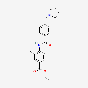 molecular formula C22H26N2O3 B4618981 ethyl 3-methyl-4-{[4-(1-pyrrolidinylmethyl)benzoyl]amino}benzoate 