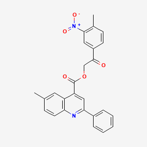 molecular formula C26H20N2O5 B4618987 2-(4-methyl-3-nitrophenyl)-2-oxoethyl 6-methyl-2-phenyl-4-quinolinecarboxylate 