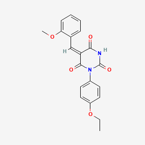 molecular formula C20H18N2O5 B4619107 1-(4-ethoxyphenyl)-5-(2-methoxybenzylidene)-2,4,6(1H,3H,5H)-pyrimidinetrione 