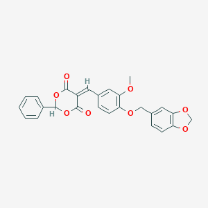 molecular formula C26H20O8 B461914 5-[4-(1,3-Benzodioxol-5-ylmethoxy)-3-methoxybenzylidene]-2-phenyl-1,3-dioxane-4,6-dione CAS No. 425654-20-2