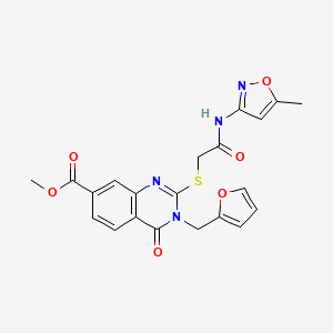 molecular formula C21H18N4O6S B4619149 methyl 3-(2-furylmethyl)-2-({2-[(5-methyl-3-isoxazolyl)amino]-2-oxoethyl}thio)-4-oxo-3,4-dihydro-7-quinazolinecarboxylate 