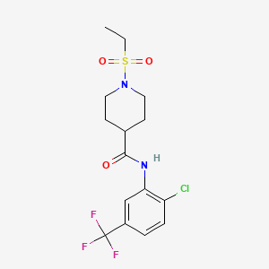 molecular formula C15H18ClF3N2O3S B4619238 N-[2-chloro-5-(trifluoromethyl)phenyl]-1-(ethylsulfonyl)-4-piperidinecarboxamide 