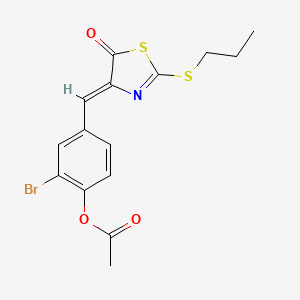 molecular formula C15H14BrNO3S2 B4619246 2-bromo-4-{[5-oxo-2-(propylthio)-1,3-thiazol-4(5H)-ylidene]methyl}phenyl acetate 