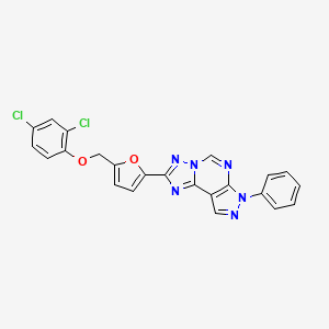 molecular formula C23H14Cl2N6O2 B4619251 2-{5-[(2,4-二氯苯氧基)甲基]-2-呋喃基}-7-苯基-7H-吡唑并[4,3-e][1,2,4]三唑并[1,5-c]嘧啶 