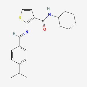 molecular formula C21H26N2OS B4619276 N-cyclohexyl-2-[(4-isopropylbenzylidene)amino]-3-thiophenecarboxamide 