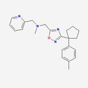 molecular formula C22H26N4O B4619291 N-methyl-1-{3-[1-(4-methylphenyl)cyclopentyl]-1,2,4-oxadiazol-5-yl}-N-(2-pyridinylmethyl)methanamine 