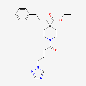 molecular formula C23H32N4O3 B4619301 ethyl 4-(3-phenylpropyl)-1-[4-(1H-1,2,4-triazol-1-yl)butanoyl]-4-piperidinecarboxylate 