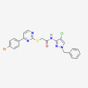 molecular formula C22H17BrClN5OS B4619317 N-(1-benzyl-4-chloro-1H-pyrazol-3-yl)-2-{[4-(4-bromophenyl)-2-pyrimidinyl]thio}acetamide 