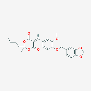 molecular formula C25H26O8 B461942 5-[4-(1,3-Benzodioxol-5-ylmethoxy)-3-methoxybenzylidene]-2-butyl-2-methyl-1,3-dioxane-4,6-dione CAS No. 445405-45-8