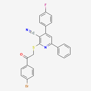 2-{[2-(4-bromophenyl)-2-oxoethyl]thio}-4-(4-fluorophenyl)-6-phenylnicotinonitrile