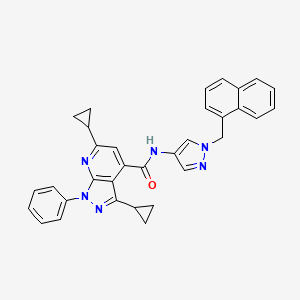 molecular formula C33H28N6O B4619451 3,6-dicyclopropyl-N-[1-(1-naphthylmethyl)-1H-pyrazol-4-yl]-1-phenyl-1H-pyrazolo[3,4-b]pyridine-4-carboxamide 