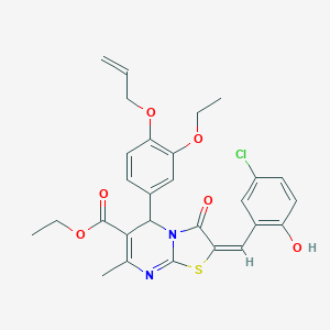 molecular formula C28H27ClN2O6S B461948 ethyl 5-[4-(allyloxy)-3-ethoxyphenyl]-2-(5-chloro-2-hydroxybenzylidene)-7-methyl-3-oxo-2,3-dihydro-5H-[1,3]thiazolo[3,2-a]pyrimidine-6-carboxylate 