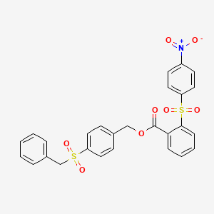 molecular formula C27H21NO8S2 B4619487 4-(苄基磺酰基)苯甲酸2-[(4-硝基苯基)磺酰基]苯酯 