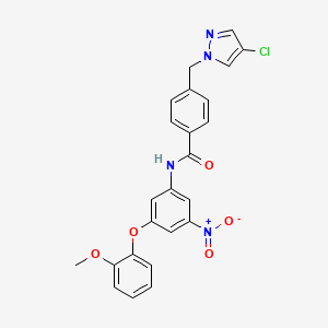 molecular formula C24H19ClN4O5 B4619512 4-[(4-chloro-1H-pyrazol-1-yl)methyl]-N-[3-(2-methoxyphenoxy)-5-nitrophenyl]benzamide 