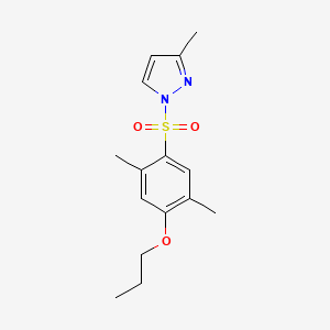 molecular formula C15H20N2O3S B4619553 1-[(2,5-dimethyl-4-propoxyphenyl)sulfonyl]-3-methyl-1H-pyrazole 